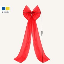 Бант декоративний 80 x 200 см великий фатиновий святковий червоний