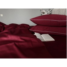 Комплект Бордовий сатин LUX наволочки з кантом, SD-1652 Комфорт-текстиль, всі розміри, пошиття на замовлення