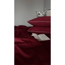 Комплект Бордовий сатин LUX наволочки з кантом, SD-1652 Комфорт-текстиль, всі розміри, пошиття на замовлення