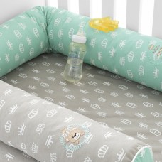 Бортик захисний мультифункціональний в ліжечко ТM PAPAELLA 60 x 15 см, 120 x 15 см корона мята/беж