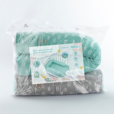 Бортик захисний мультифункціональний в ліжечко ТM PAPAELLA 60 x 15 см, 120 x 15 см корона мята/беж