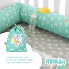 Бортик захисний мультифункціональний в ліжечко ТM PAPAELLA 60 x 15 см, 120 x 15 см корона мята/беж