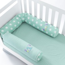 Бортик захисний мультифункціональний в ліжечко ТM PAPAELLA 60 x 15 см, 120 x 15 см зірка/горошок ментол