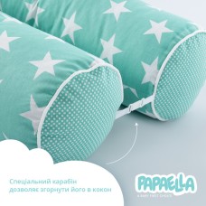 Бортик захисний мультифункціональний в ліжечко ТM PAPAELLA 60 x 15 см, 120 x 15 см зірка/горошок ментол
