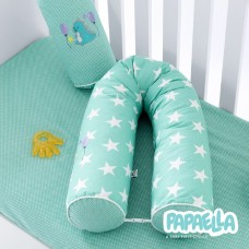 Бортик захисний мультифункціональний в ліжечко ТM PAPAELLA 60 x 15 см, 120 x 15 см зірка/горошок ментол