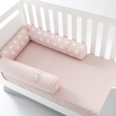Бортик захисний мультифункціональний в ліжечко ТM PAPAELLA 60 x 15 см, 120 x 15 см зірка/горошок пудра