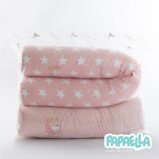 Бортик захисний мультифункціональний в ліжечко ТM PAPAELLA 60 x 15 см, 120 x 15 см зірка/горошок пудра