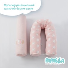 Бортик захисний мультифункціональний в ліжечко ТM PAPAELLA 60 x 15 см, 120 x 15 см зірка/горошок пудра