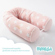 Бортик захисний мультифункціональний в ліжечко ТM PAPAELLA 60 x 15 см, 120 x 15 см зірка/горошок пудра