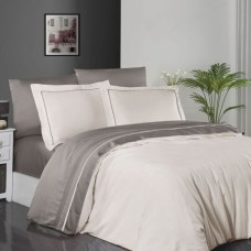 Комплект постільної білизни First Choice сатин ДЕЛЮКС евро (Serenity Ivory-Mink)