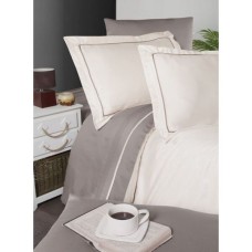 Комплект постільної білизни First Choice сатин ДЕЛЮКС евро (Serenity Ivory-Mink)