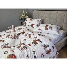 Комплект постільної білизни Гостинці/білий, Turkish flannel Комплект постільної білизни Гостинці/білий, Turkish flannel