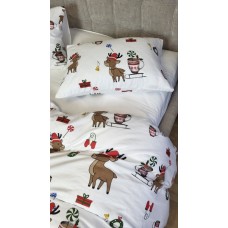 Комплект постільної білизни Гостинці/білий, Turkish flannel Комплект постільної білизни Гостинці/білий, Turkish flannel