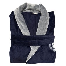 Халат чоловiчий велюр-махра розмір 2XL Dark-Blue ТМ Gursan