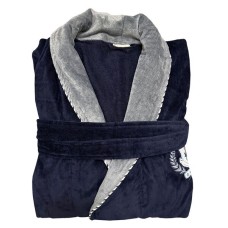 Халат чоловiчий велюр-махра розмір 3XL Dark-Blue ТМ Gursan