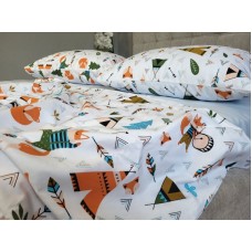 Комплект постільної білизни Хитрий лис/блакитний, Turkish flannel