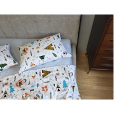 Комплект постільної білизни Хитрий лис/блакитний, Turkish flannel