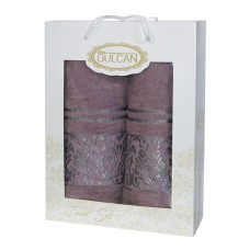 Подарунковий набір махрових рушників 2 шт., 50 x 90 см., 70 x 140 см., Damask Ornament-Leylak, ТМ Gulcan