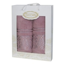 Подарунковий набір махрових рушників 2 шт., 50 x 90 см., 70 x 140 см., Damask Ornament-Powder, ТМ Gulcan
