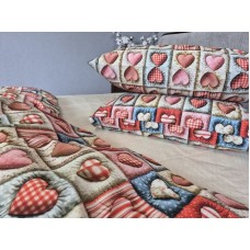 Комплект постільної білизни Кантрі Cotton 5D бежевий горошок із сердечками Комплект постільної білизни Кантрі Cotton 5D бежевий горошок із сердечками
