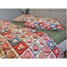 Комплект постільної білизни Кантрі Cotton 5D хакі із сердечками Комплект постільної білизни Кантрі Cotton 5D хакі із сердечками