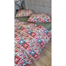 Комплект постільної білизни Кантрі Cotton 5D хакі із сердечками Комплект постільної білизни Кантрі Cotton 5D хакі із сердечками