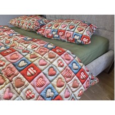 Комплект постільної білизни Кантрі Cotton 5D хакі із сердечками Комплект постільної білизни Кантрі Cotton 5D хакі із сердечками