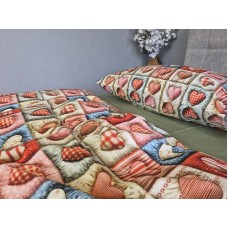 Комплект постільної білизни Кантрі Cotton 5D хакі із сердечками Комплект постільної білизни Кантрі Cotton 5D хакі із сердечками