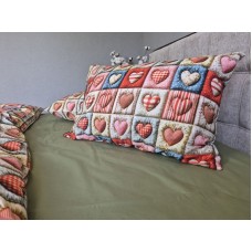 Комплект постільної білизни Кантрі Cotton 5D хакі із сердечками Комплект постільної білизни Кантрі Cotton 5D хакі із сердечками