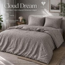 Комплект постільної білизни Cloud Dream, полуторний, мікросатин жатка, сіро-бежевий, в подарунковій упаковці, ТМ IDEIA
