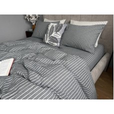 Комплект постільної білизни Favorite Washed Cotton (варена бавовна), в смужку сірий