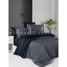 Комплект постільної білизни First Choice сатин DARK ДЕЛЮКС євро (Serenity Dark Grey - Navy Blue)