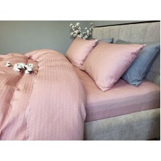 Комплект постільної білизни Satin GOFRE Жатка, пудра