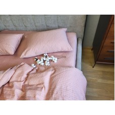 Комплект постільної білизни Satin GOFRE Жатка, пудра
