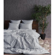 Комплект постільної білизни Страйп сатин LUX LIGHT GREY, смужка 1 см., 100% Бавовна, світло-сірий, Комфорт-текстиль