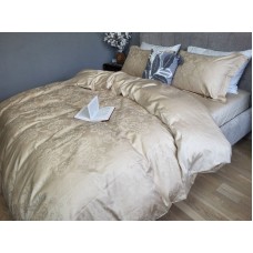 Комплект постільної білизни Tiara Beige, Сатин Жаккард, ТМ Комфорт-текстиль