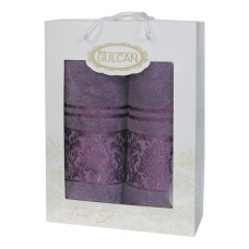 Подарунковий набір махрових рушників 2 шт., 50 x 90 см., 70 x 140 см., Damask Ornament-Violet, ТМ Gulcan