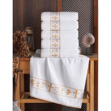 Крижма для хрещення 70 x 140 см. із золотою вишивкою ангелів, махрова, велюрова, 100% Бавовна Крижма для хрещення 70 x 140 см. із золотою вишивкою ангелів, махрова, велюрова, 100% Бавовна