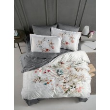 Комплект постільної білизни La Romano 300TC Premium Floral Grey, сатин, євро