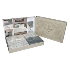 Постільна білизна La Romano Merida Grey Mona Series, євро, сатин преміум 300 TC, світло-сіра