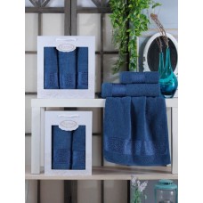 Набір із 2-х махрових рушників Gulcan Cotton Ornament blue