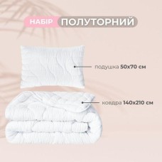 Набір CloudDream полуторна ковдра 140 x 210 см і подушка 50 x 70 см, штучний пух, білий, ТМ IDEIA