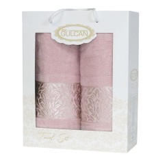 Набір із 2-х махрових рушників Gulcan Cotton Frower Ornament Pink Набір із 2-х махрових рушників Gulcan Cotton Frower Ornament Pink