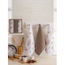 Набір кухонних рушників Nilteks Velora Beige, 3 шт, 40x60 см