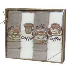 Набір кухонних махрових рушників Nilteks Natural Box Coffee-3, 4 шт, 30x50 см