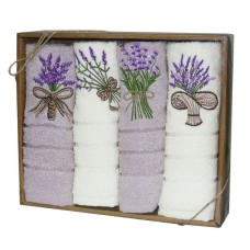 Набір кухонних махрових рушників Nilteks Natural Box Lavender-2, 4 шт, 30x50 см