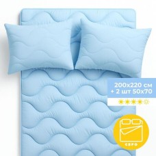 Набір NordicBlue, євро ковдра 200 x 220 см і 2 шт подушки 50 x 70 см, штучний пух, антиалергенний, блакитний, ТМ IDEIA