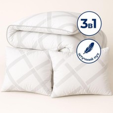 Набір подушка 50 x 70 см 2 шт та євро ковдра 200 x 220 см Elegantly IDEIA, аналог лебяжого пуху, штучний