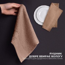 Набір махрових рушників 6 шт, серветки 30 x 30 см, натуральна бавовна 550 г/м2, бежеві, ТМ IDEIA