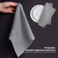 Набір махрових рушників 6 шт, серветки 30 x 30 см, натуральна бавовна 550 г/м2, сірі, ТМ IDEIA
